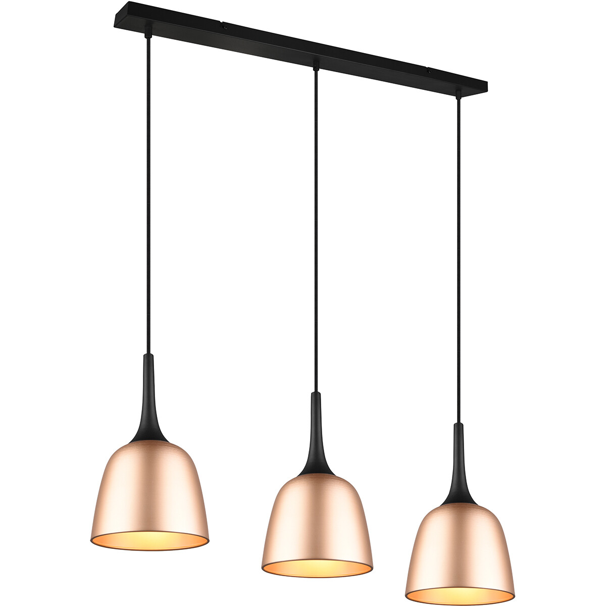 LED Hängelampe - Hängeleuchte - Trion Christa - 3-flammig - E27 Fassung - Rund - Matt Gold - Aluminium