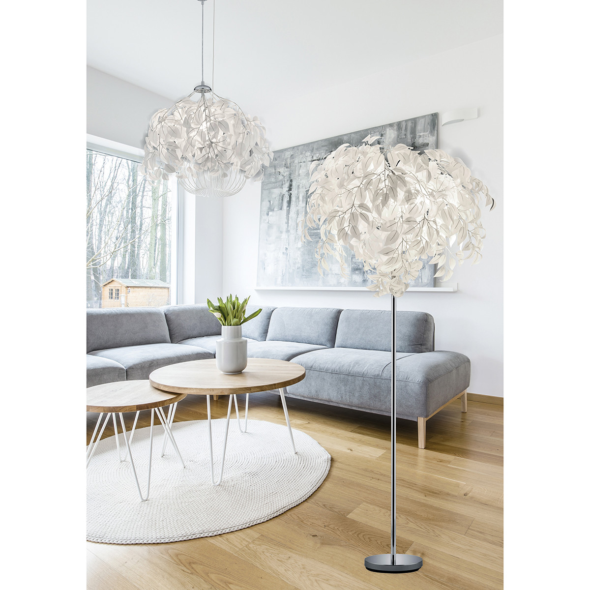 LED Hängelampe - Trion Lovy - E14 Sockel - Rund - Chrom Aluminium