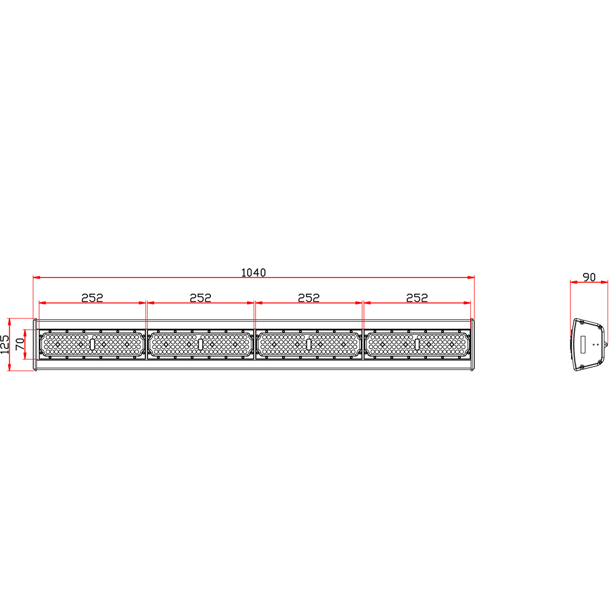 LED High Bay Linear - Rinzu Lin - 200W - 150LM/W - 840 4000K - Dimmbar 0-10V - IP65 - Sosen-Treiber - Sanan-LEDs