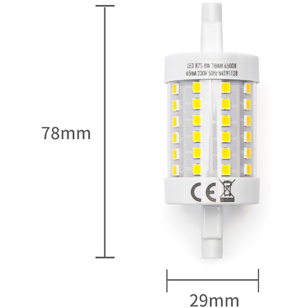 LED-Lampe - Aigi Trunka - R7S Fassung - 8W - Kaltweiß 6500K - Glas