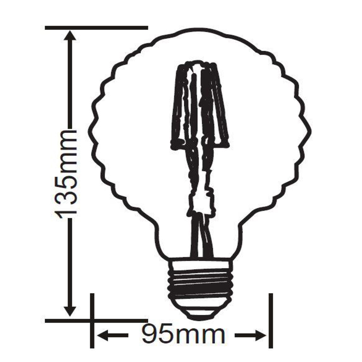 LED Lampe - Filament - Trion Globin - E27 Sockel - 4W - Warmweiß 2700K - Bernstein - Aluminium