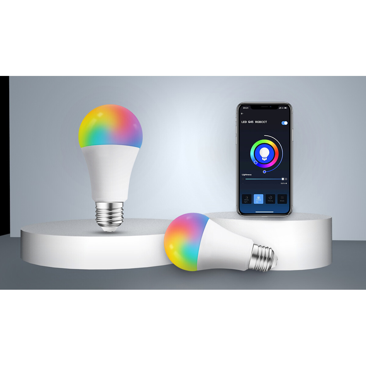 LED-Lampe - Smart LED - Aigi Exona - Bulb A60 - 9W - E27 Fassung - Wifi LED - RGB + Anpassbare Lichtfarbe - Mattweiß - Glas