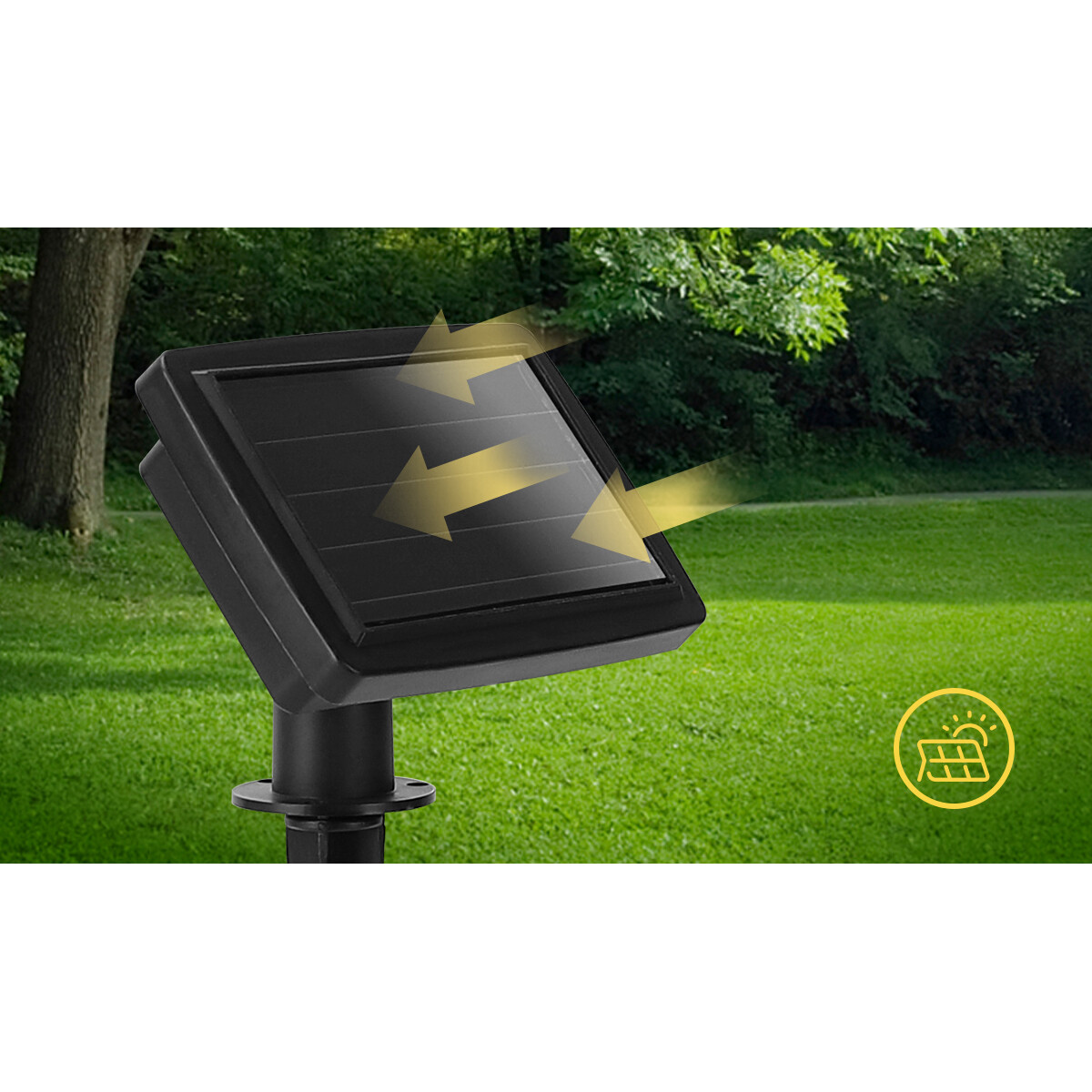 LED Lichterkette mit Solarpanel - Tag- und Nachtsensor - Aigi Teron - 0.06W - 11.9 Meter - 100 LED's Mehrfarbig - Wasserdicht IP44 - Schwarz