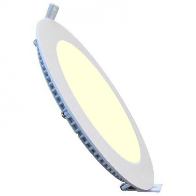 LED Downlight Slim - Einbau Rund 15W - Warmweiß 2700K - Mattweiß Aluminium - Ø195mm