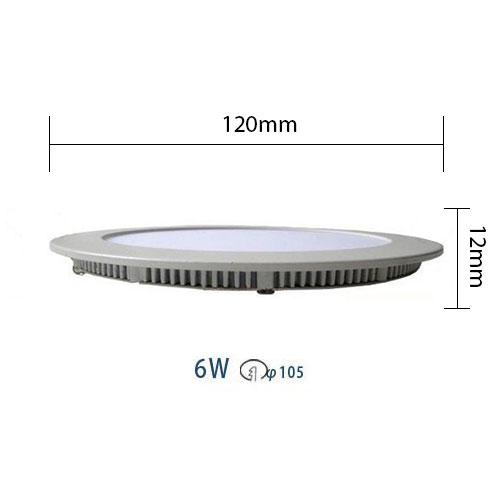 LED Downlight Slim - Einbau Rund 6W - Dimmbar - Tageslicht 6400K - Mattweiß Aluminium - Ø120mm