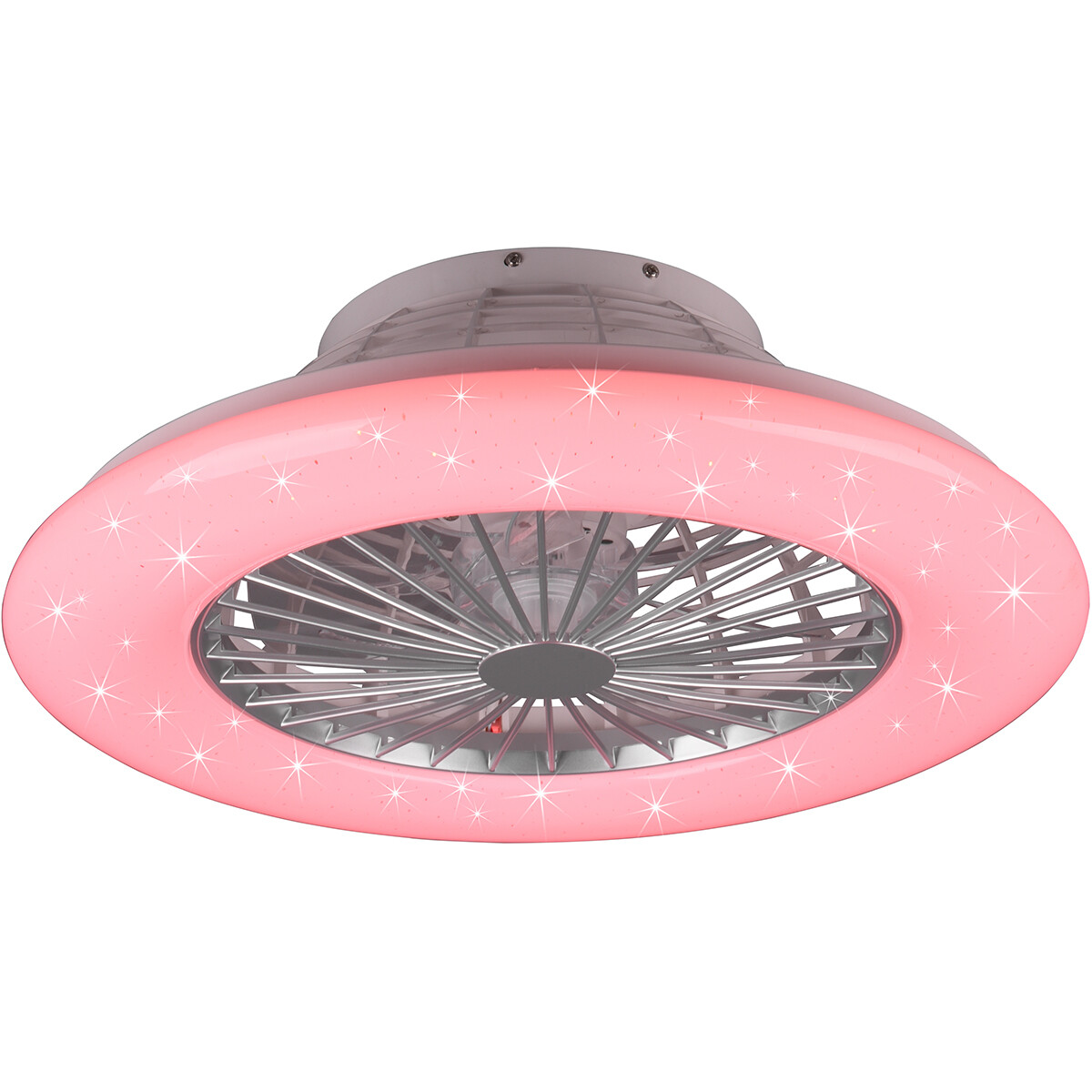 LED Deckenlampe mit Ventilator - Deckenventilator - Trion Romina - 39W - Anpassbare Lichtfarbe - Fernbedienung - RGBW - Dimmbar - Rund - Matt Titan - Kunststoff