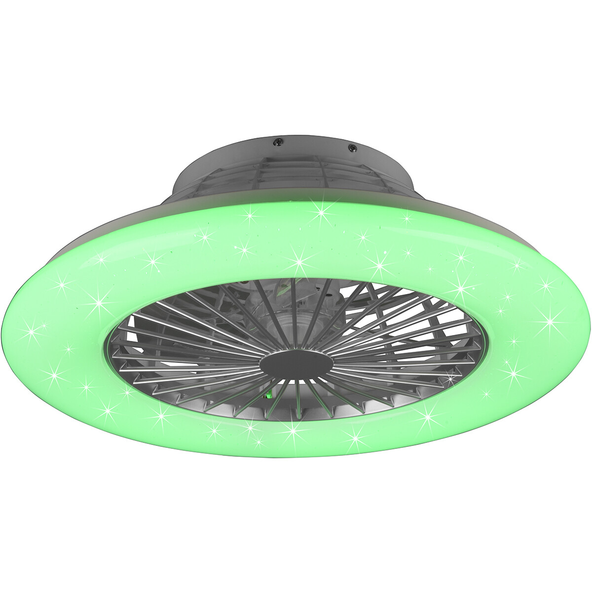 LED Deckenlampe mit Ventilator - Deckenventilator - Trion Romina - 39W - Anpassbare Lichtfarbe - Fernbedienung - RGBW - Dimmbar - Rund - Matt Titan - Kunststoff