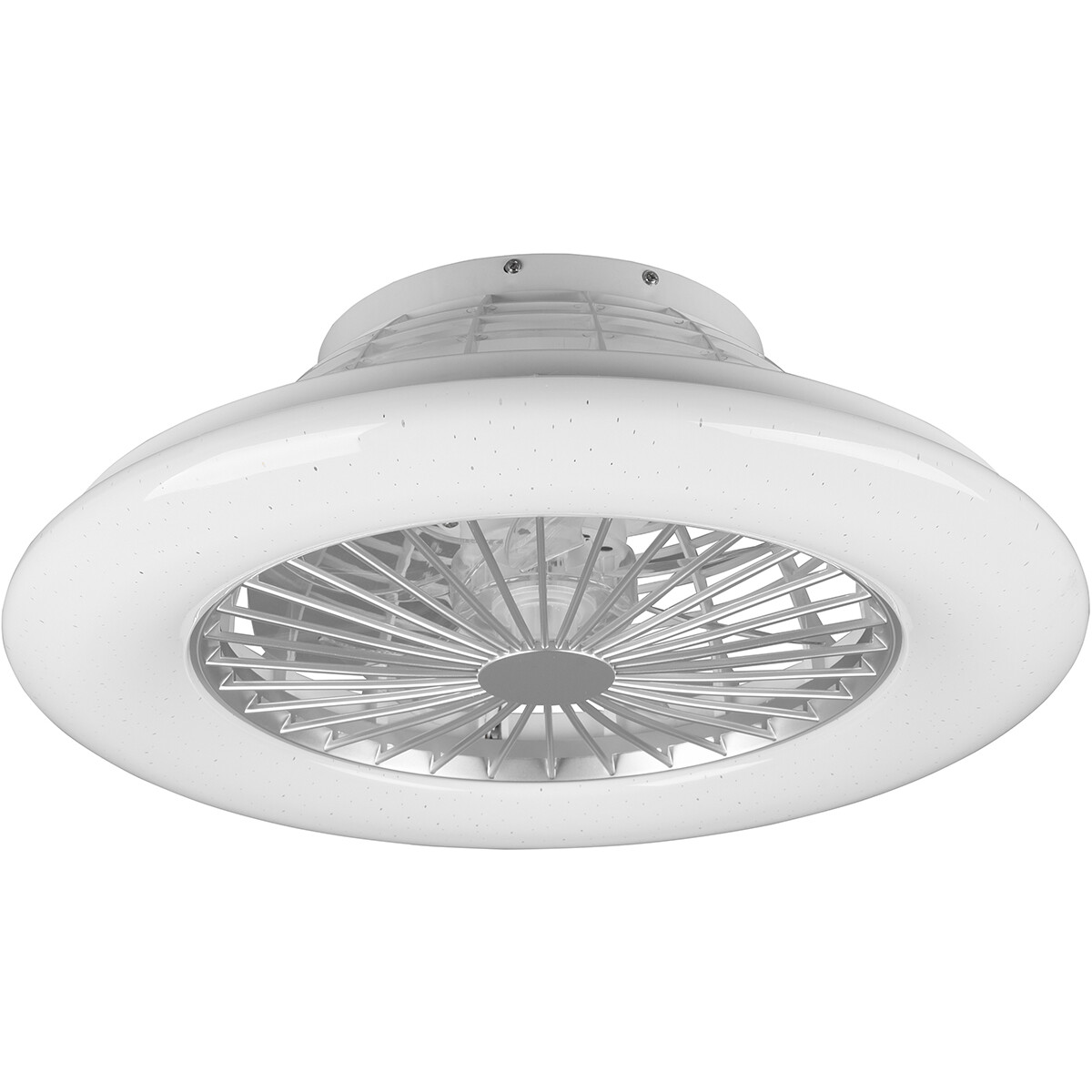 LED Deckenlampe mit Ventilator - Deckenventilator - Trion Romina - 39W - Anpassbare Lichtfarbe - Fernbedienung - RGBW - Dimmbar - Rund - Matt Titan - Kunststoff