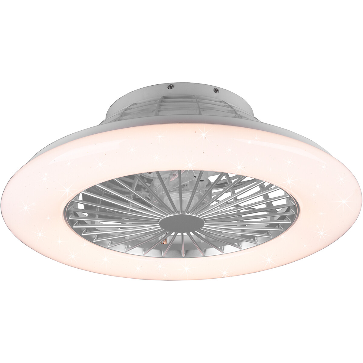 LED Deckenlampe mit Ventilator - Deckenventilator - Trion Romina - 39W - Anpassbare Lichtfarbe - Fernbedienung - RGBW - Dimmbar - Rund - Matt Titan - Kunststoff