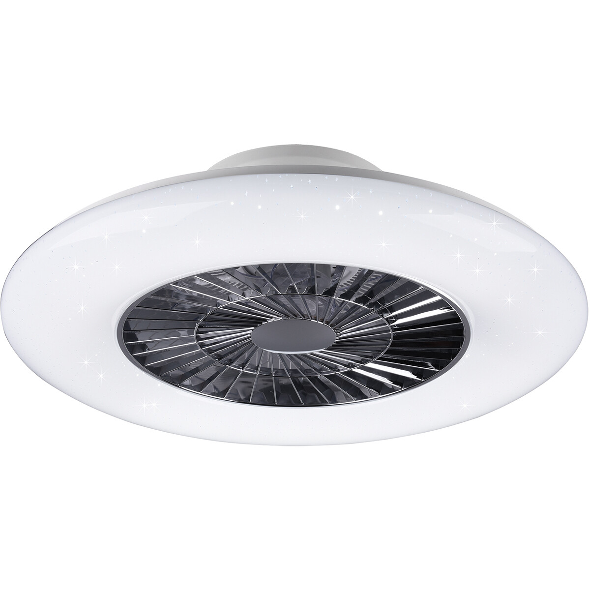 LED Deckenleuchte mit Ventilator - Deckenventilator - Trion Vison - 40W - Rund - Matt Chrom - Kunststoff