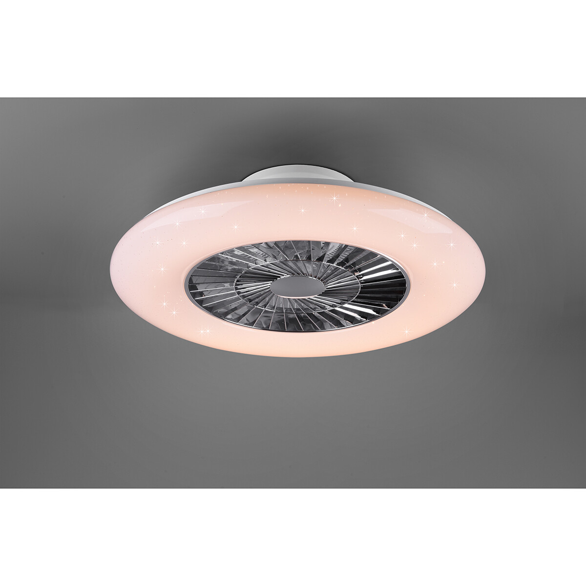 LED Deckenleuchte mit Ventilator - Deckenventilator - Trion Vison - 40W - Rund - Matt Chrom - Kunststoff