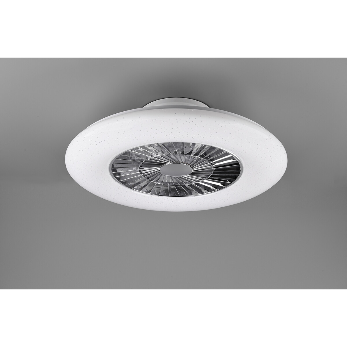 LED Deckenleuchte mit Ventilator - Deckenventilator - Trion Vison - 40W - Rund - Matt Chrom - Kunststoff