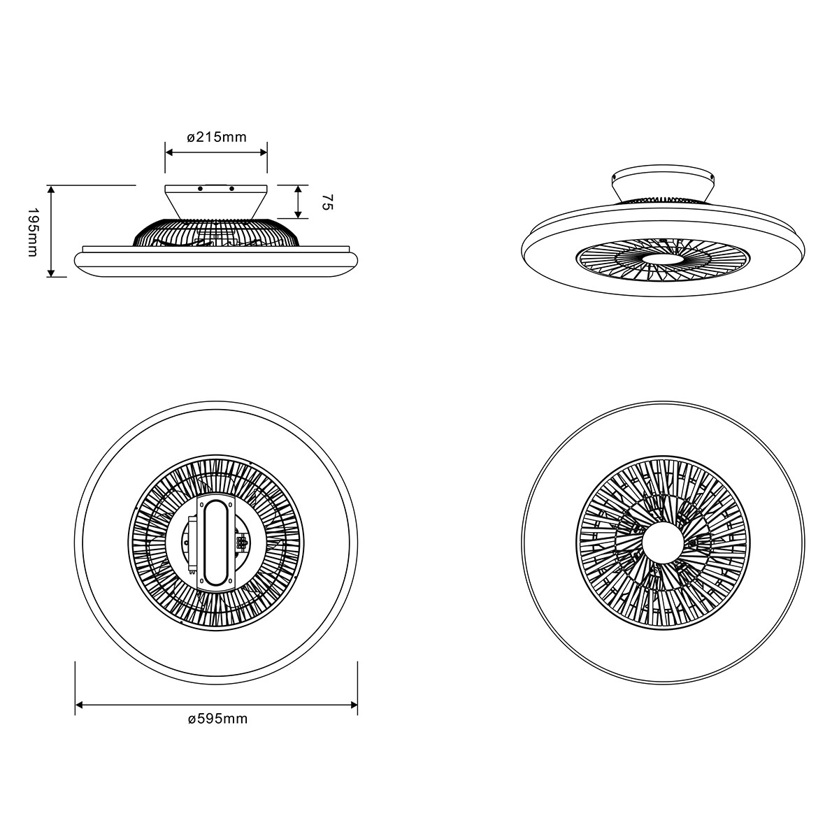 LED Deckenleuchte mit Ventilator - Deckenventilator - Trion Vison - 40W - Rund - Matt Chrom - Kunststoff