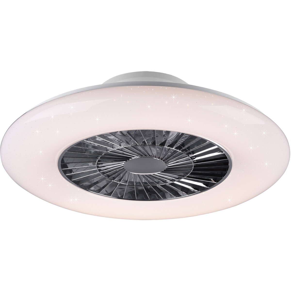 LED Deckenleuchte mit Ventilator - Deckenventilator - Trion Vison - 40W - Rund - Matt Chrom - Kunststoff