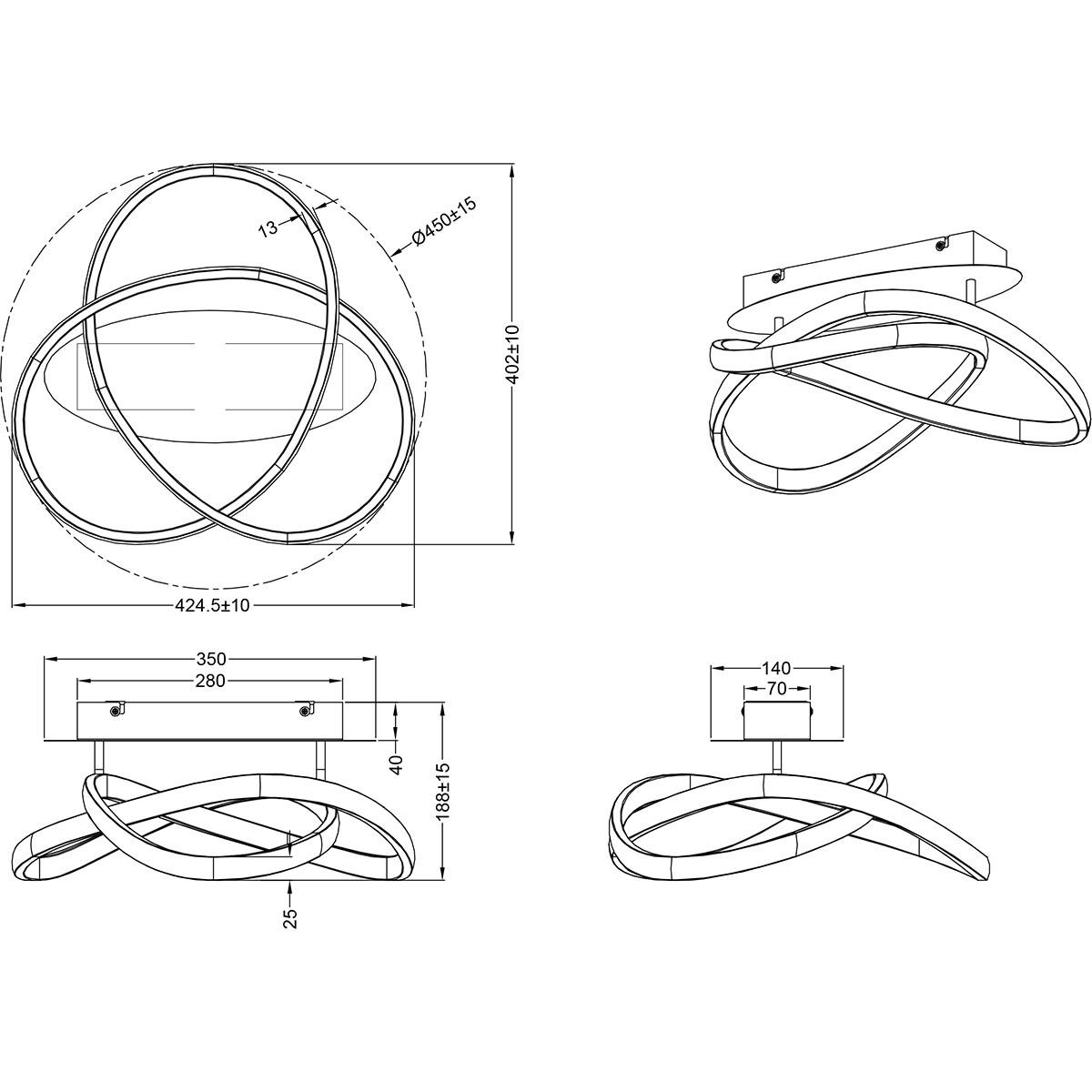 LED Deckenlampe - Deckenbeleuchtung - Trion Corcy - 18W - Neutralweiß 4000K - Dimmbar - Rund - Matt Nickel - Aluminium