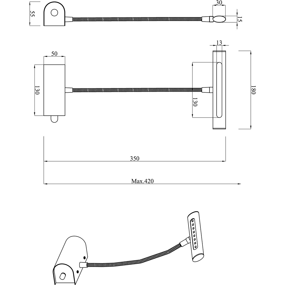 LED Spiegelleuchte - Bilderleuchte - Trion Curty - Oval 4W - Dimmbar - Matt Nickel Aluminium - Verstellbar