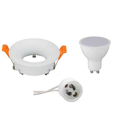 LED Spot Set - GU10 Sockel - Einbau Rund - Mattweiß - 6W - Tageslicht 6400K - Ø85mm