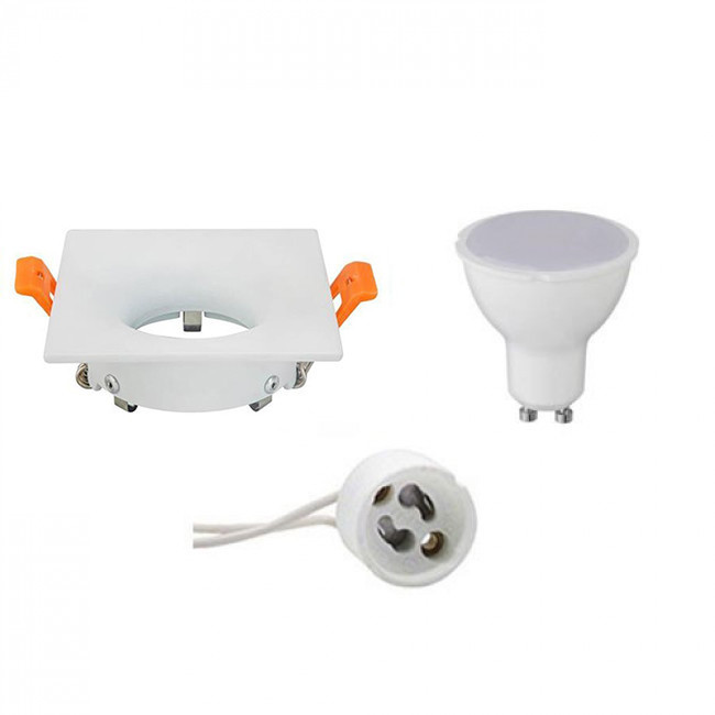 LED Spot Set - GU10 Sockel - Einbau Quadratisch - Mattweiß - 6W - Tageslicht 6400K - 85mm