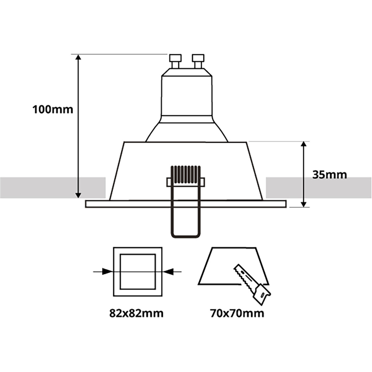 LED Spot Set - Pragmi Pollon Pro - GU10 Fassung - Einbau Quadrat - Matt Gold - 6W - Neutralweiß 4200K - Vertieft - 82mm