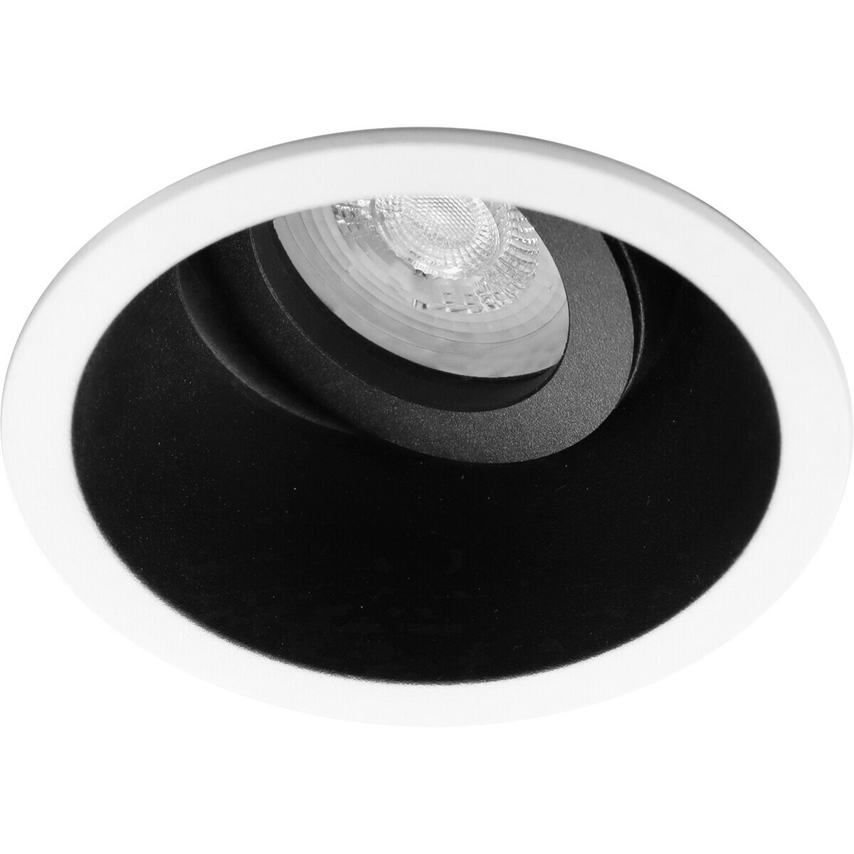 LED Spot Set - Pragmi Zano Pro - GU10 Sockel - Einbau Rund - Mattschwarz/Weiß - 6W - Tageslicht 6400K - Kippbar - Ø93mm