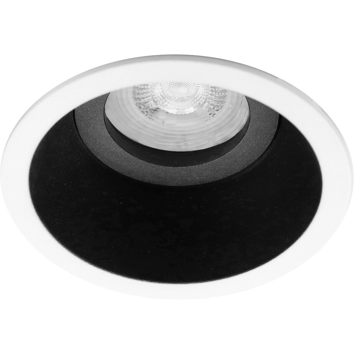 LED Spot Set - Pragmi Zano Pro - GU10 Sockel - Einbau Rund - Mattschwarz/Weiß - 6W - Tageslicht 6400K - Kippbar - Ø93mm