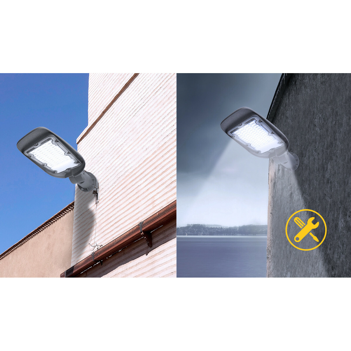 LED Straßenlaterne - Straßenbeleuchtung - Aigi Animo - 30W - Kaltweiß 6500K - Wasserdicht IP65 - Mattgrau - Aluminium