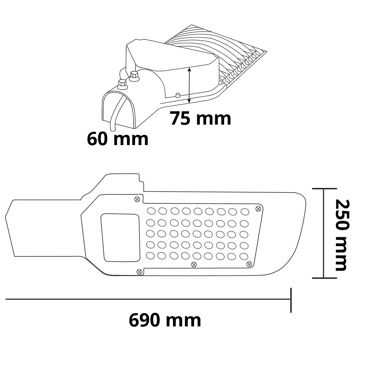 LED Straßenlaterne - Straßenbeleuchtung - Orny - 150W - Kaltweiß 6400K - Wasserdicht IP65 - Mattschwarz - Aluminium