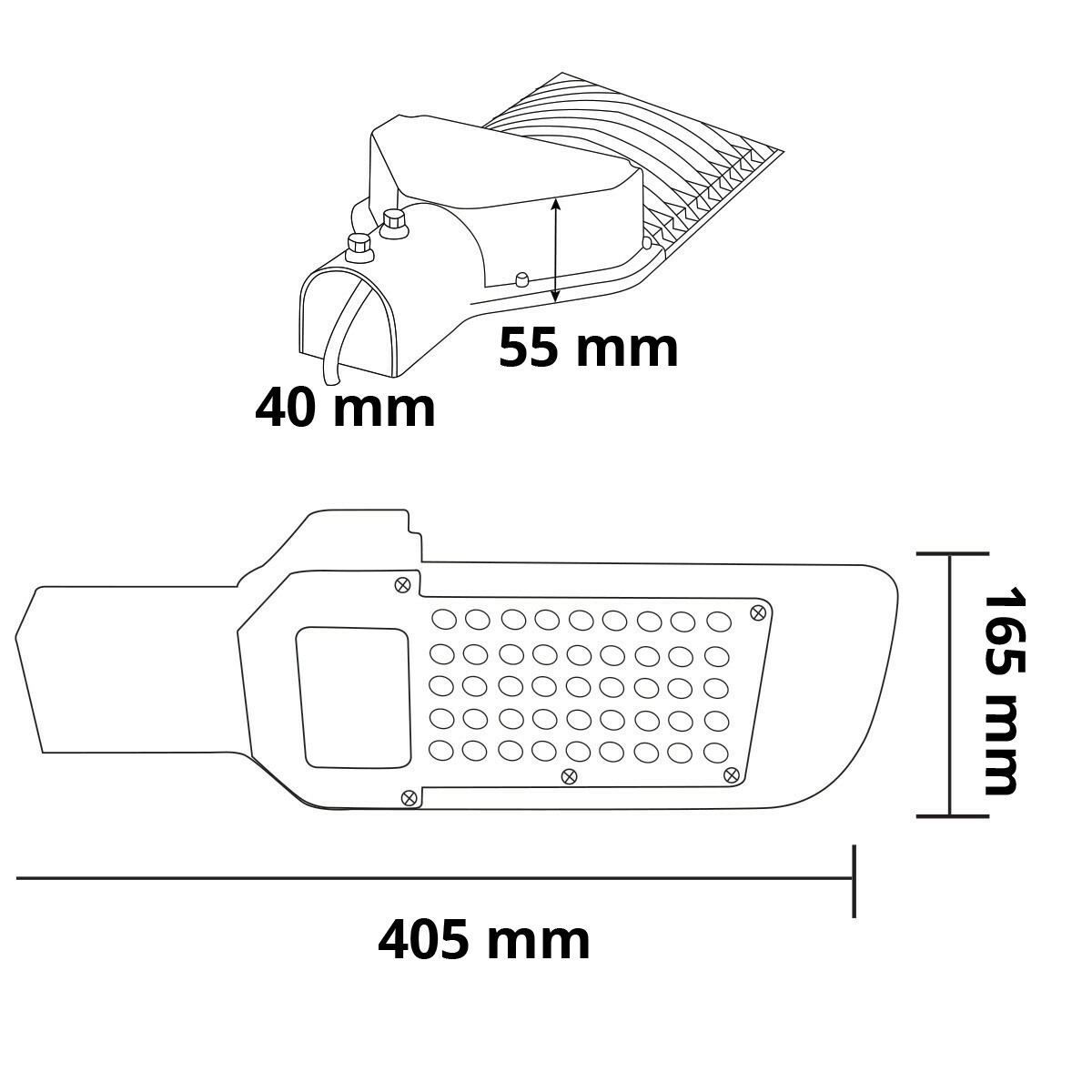 LED Straßenlaterne - Straßenbeleuchtung - Orny - 50W - Kaltweiß 6400K - Wasserdicht IP65 - Mattschwarz - Aluminium