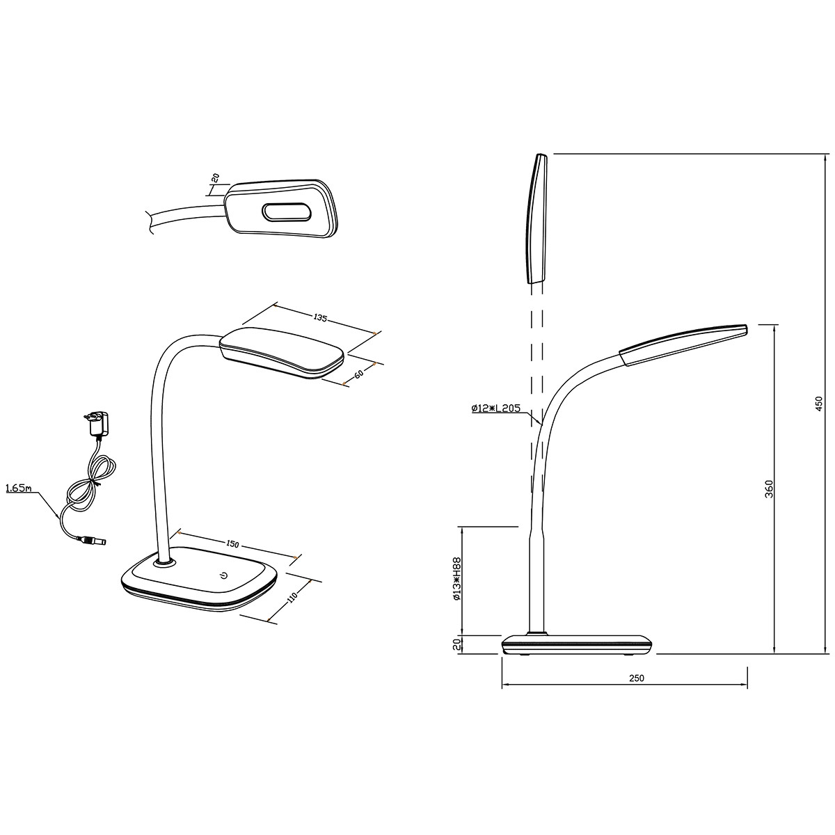 LED Tischlampe - Trion Bolina - 3W - Warmweiß 3000K - Dimmbar - Rechteckig - Glänzend Weiß - Kunststoff