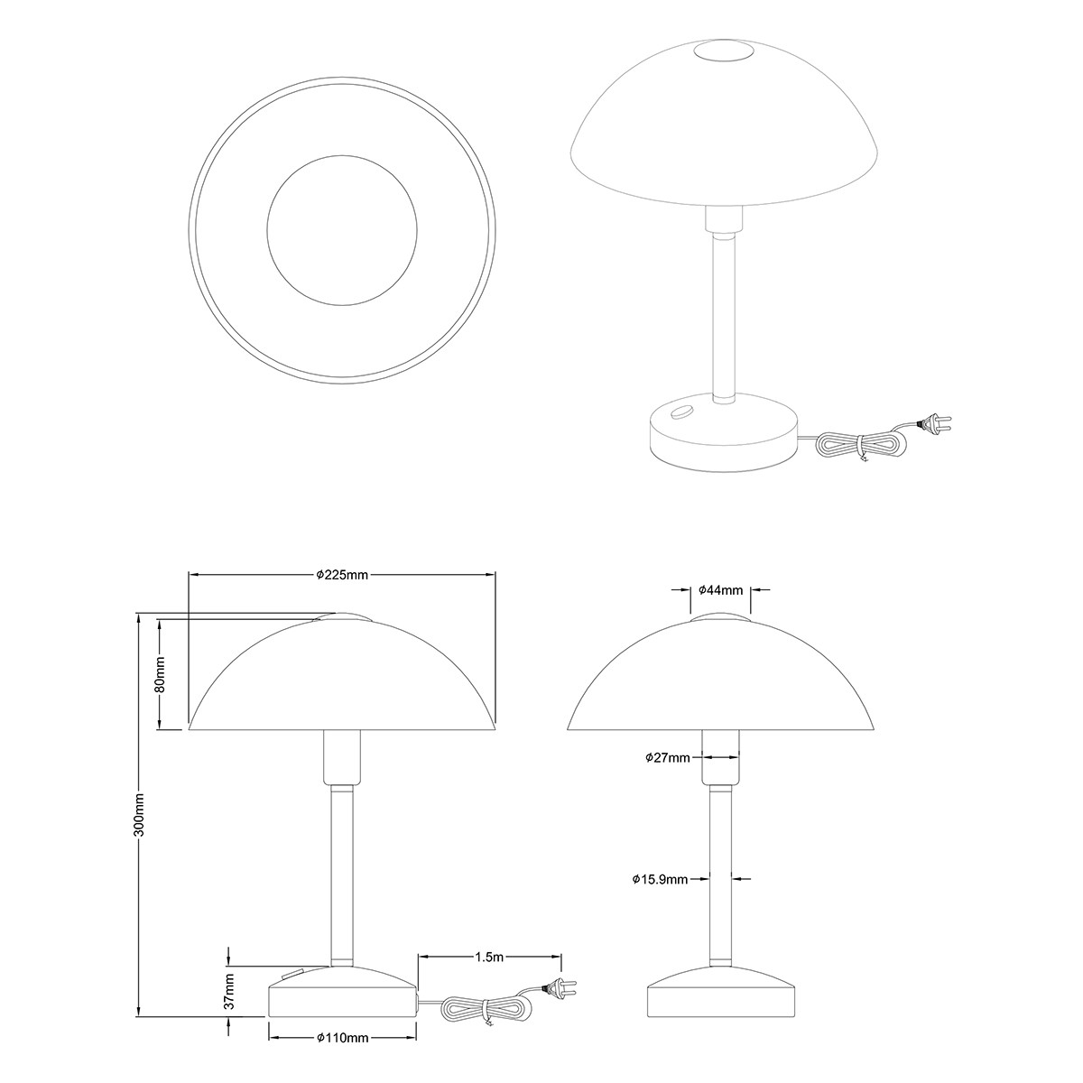 LED Tischlampe - Trion Dontra - 4W - Warmweiß 3000K - Rund - Matt Gold - Aluminium