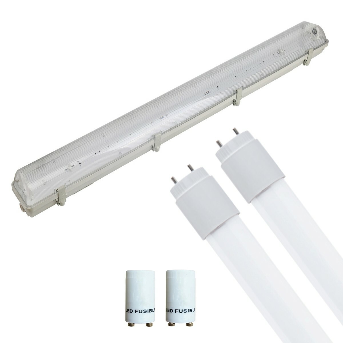 LED TL Feuchtraumleuchte mit T8 Röhre inkl. Starter - Aigi Hari - 120cm Doppelt - 32W - Neutralweiß 4200K - Wasserdicht IP65