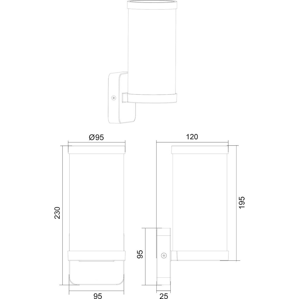 LED Gartenbeleuchtung - Außenleuchte - Wandleuchte - Trion Tino - E27 Fassung - Spritzwassergeschützt IP44 - Braun - Aluminium