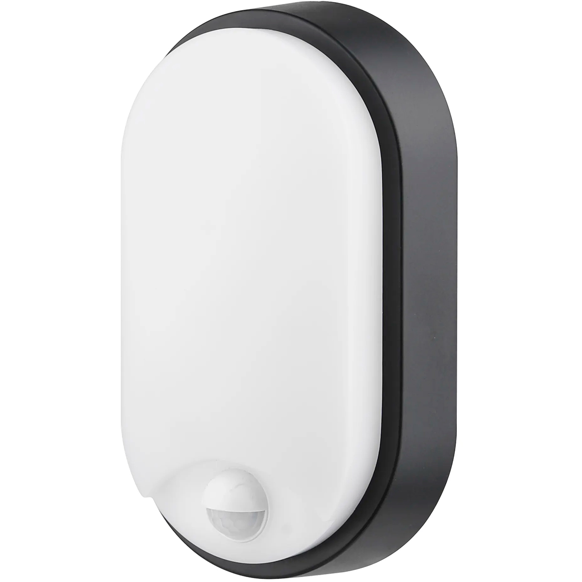 LED Wandleuchte mit Sensor - Kozolux Porta - 15W 1200lm - Kaltweiß 6500K - IP54 - Oval - Schwarz