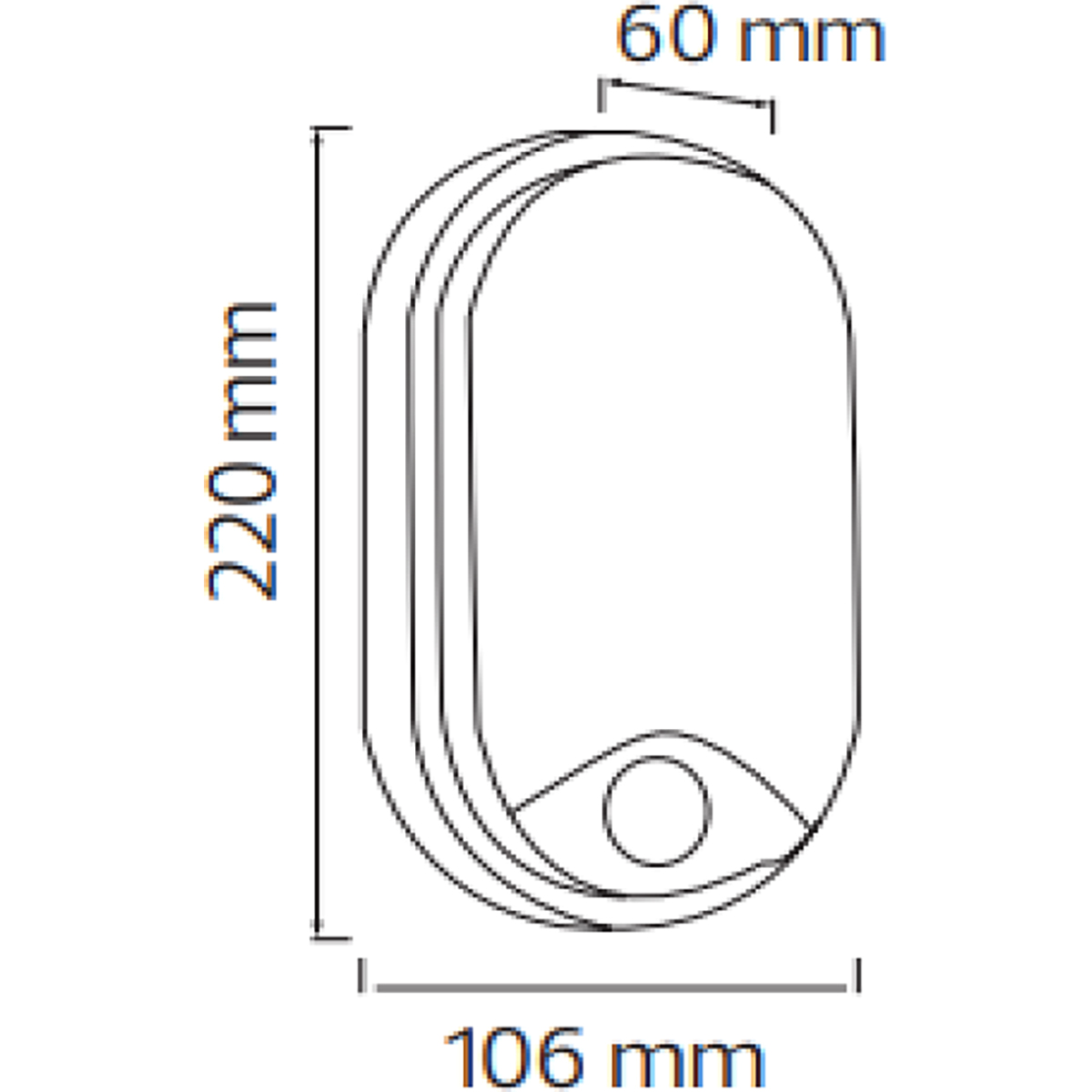 LED Wandleuchte mit Sensor - Kozolux Porta - 15W 1200lm - Kaltweiß 6500K - IP54 - Oval - Schwarz