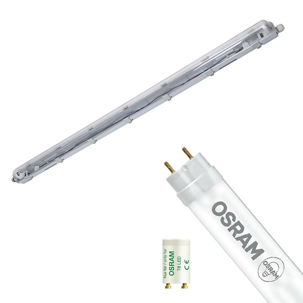 LED Feuchtraumleuchte mit T8 Röhre - Velvalux Strela - 120cm - Einzeln - Verbindbar - Wasserdicht IP65 - OSRAM - SubstiTUBE Value EM 830 - 16.2W - Warmweiß 3000K | Ersetzt 36W