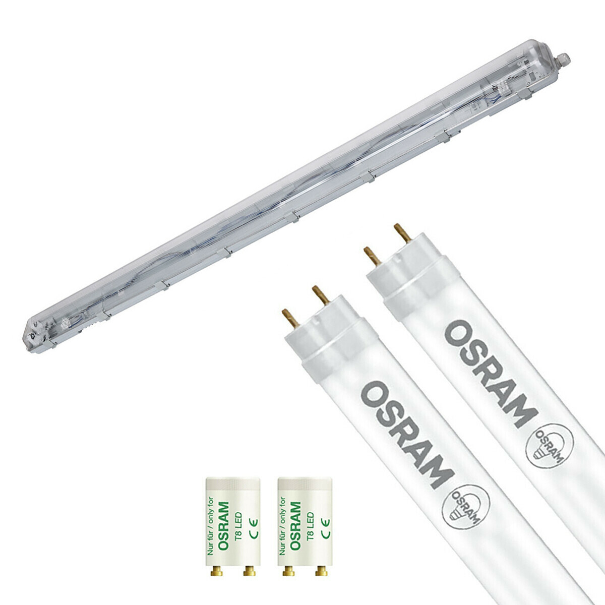 LED Feuchtraumleuchte mit T8 Röhren - Velvalux Strela - 150cm - Doppelt - Verbindbar - Wasserdicht IP65 - OSRAM - SubstiTUBE Value EM 830 - 38.2W - Warmweiß 3000K | Ersetzt 116W