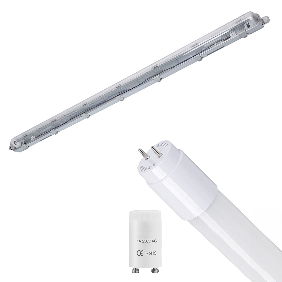 LED Feuchtraumleuchte mit T8 G13 Röhre - Velvalux Strela - 120cm - Einzel - Verbindbar - Wasserdicht IP65 - 18W 2160lm - 840 Universalweiß 4000K | Ersetzt 134W