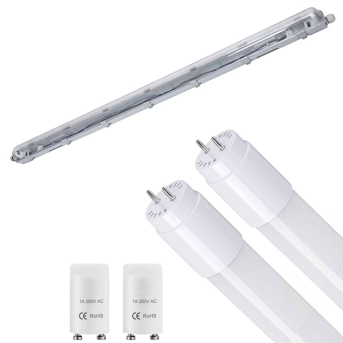 LED Feuchtraumleuchte mit T8 G13 Röhren - Velvalux Strela - 120cm - Doppelt - Verbindbar - Wasserdicht IP65 - 32W 4320lm - 840 Universalweiß 4000K | Ersetzt 268W