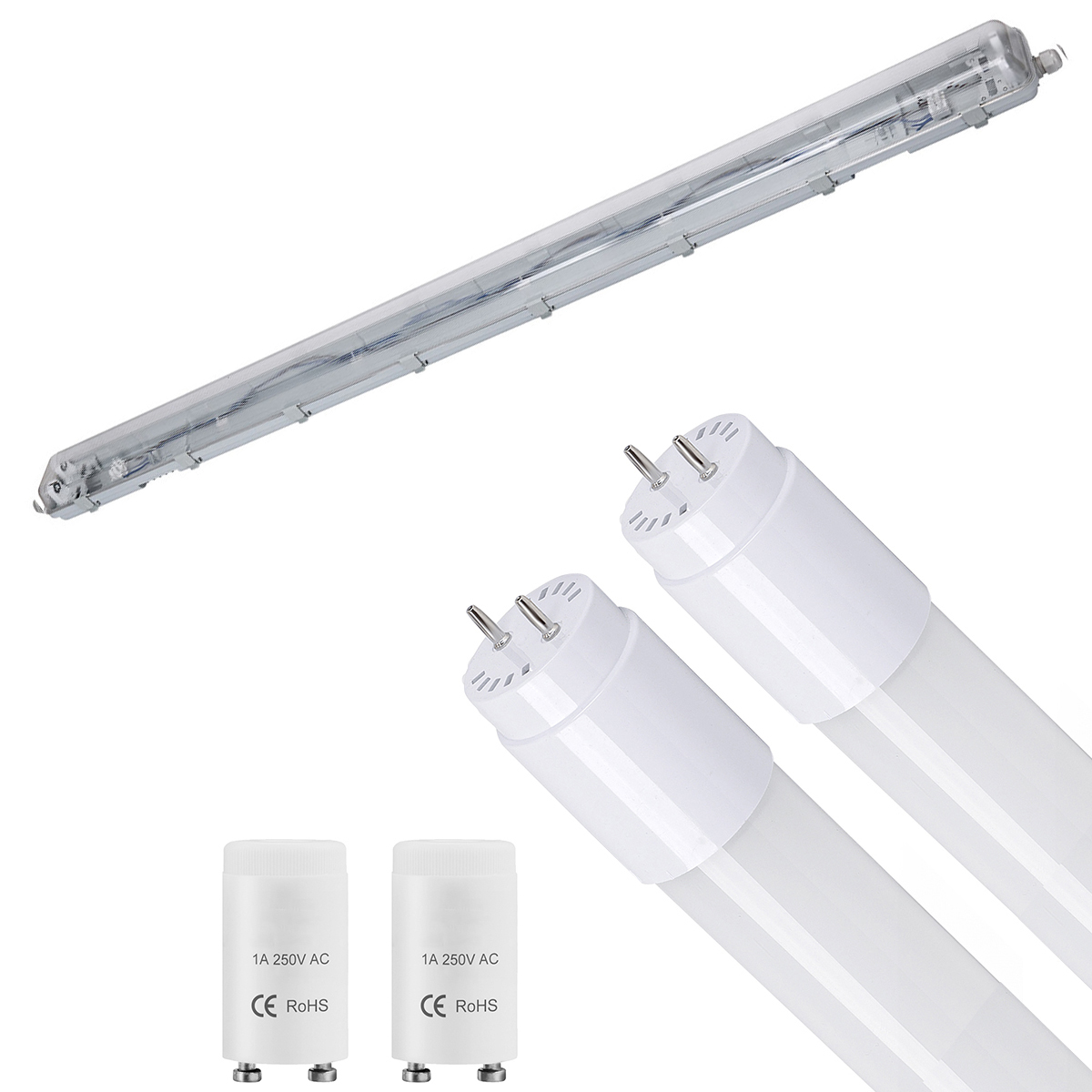 LED Feuchtraumleuchte mit T8 G13 Röhren - Velvalux Strela - 150cm - Doppelt - Verbindbar - Wasserdicht IP65 - 40W 4800lm - 840 Universalweiß 4000K | Ersetzt 294W