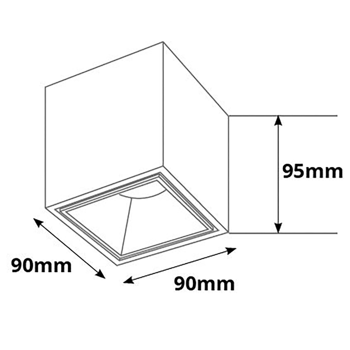 Aufbauspot GU10 - Pragmi Cliron Pro - Aufbau Quadrat - Matt Weiß - Aluminium - Vertieft - 90mm