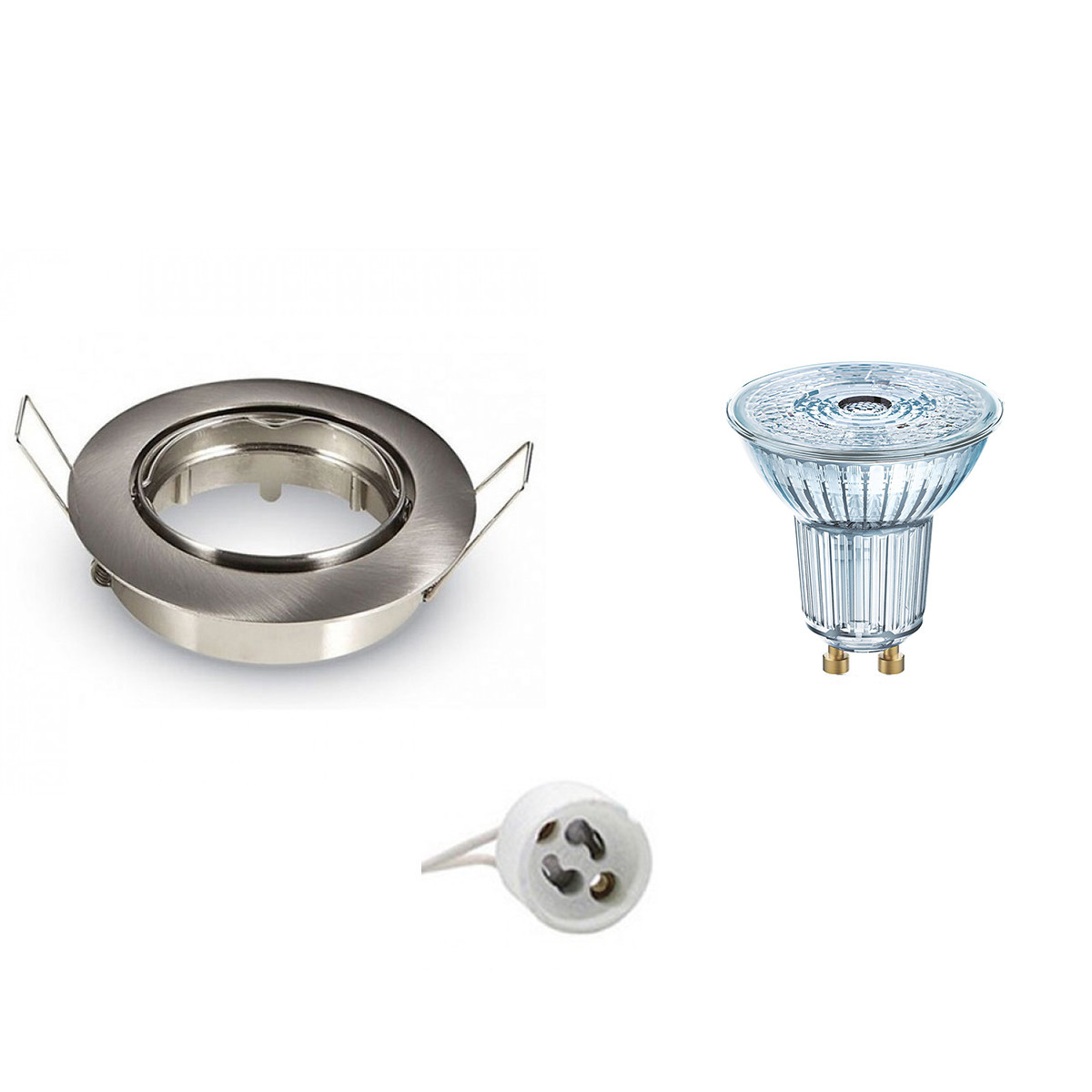 LEDVANCE - LED Spot Set - Parathom PAR16 927 36D - GU10 Sockel - Dimmbar - Einbau Rund - Matt Chrom - 4.5W - Warmweiß 2700K - Kippbar Ø90mm