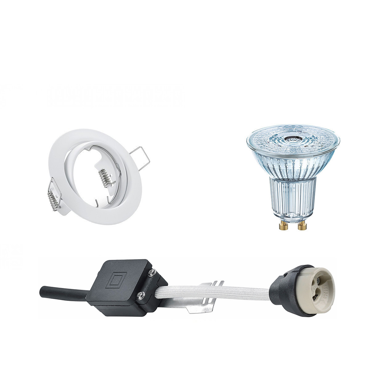 LEDVANCE - LED Spot Set - Parathom PAR16 927 36D - GU10 Sockel - Dimmbar - Einbau Rund - Mattweiß - 4.5W - Warmweiß 2700K - Kippbar Ø83mm