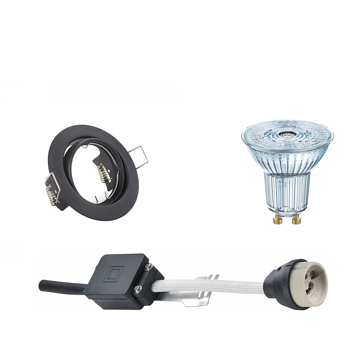 LEDVANCE - LED Spot Set - Parathom PAR16 927 36D - GU10 Sockel - Dimmbar - Einbau Rund - Mattschwarz - 4.5W - Warmweiß 2700K - Kippbar Ø83mm