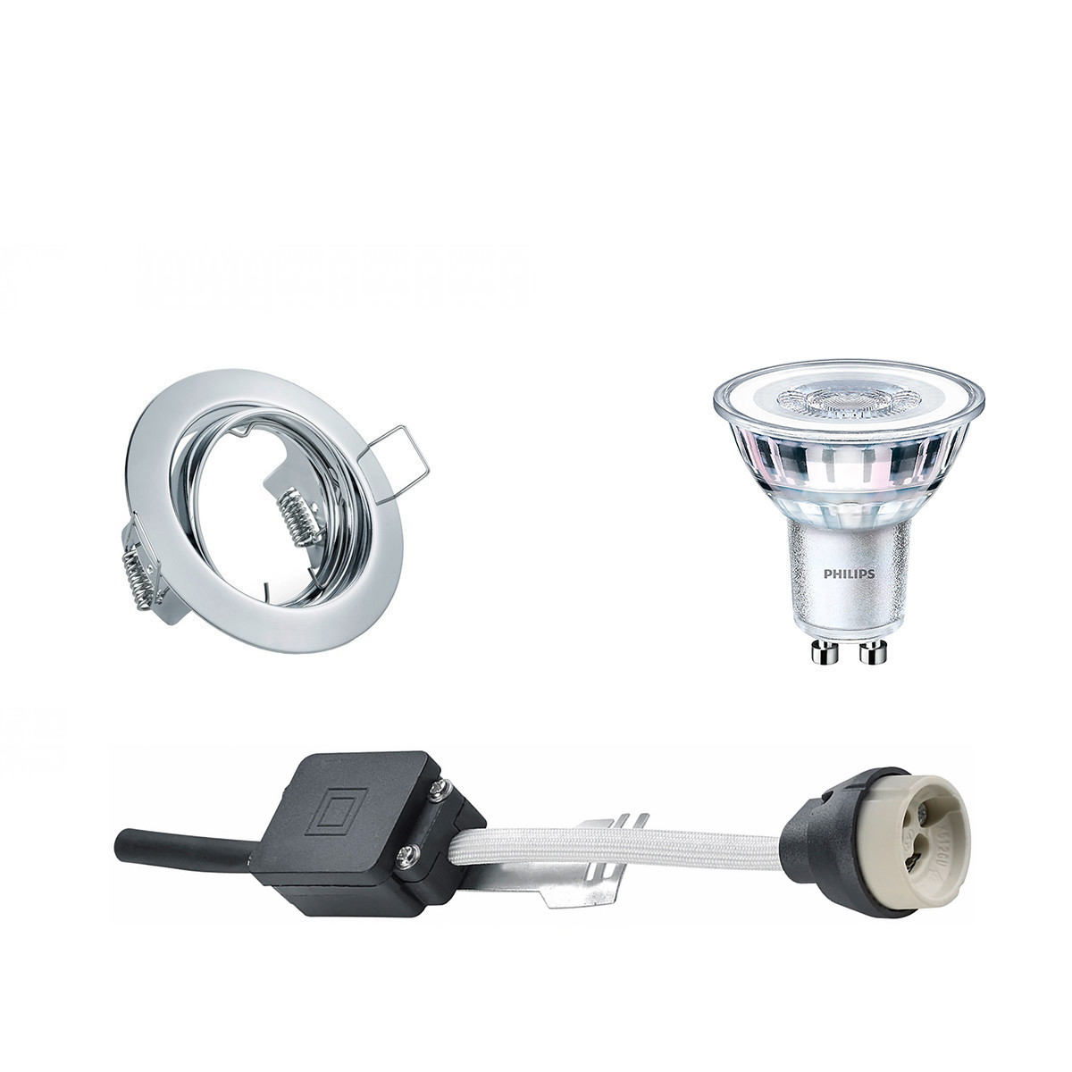 PHILIPS - LED Spot Set - CorePro 830 36D - GU10 Sockel - Einbau Rund - Glänzend Chrom - 4.6W - Warmweiß 3000K - Kippbar Ø83mm