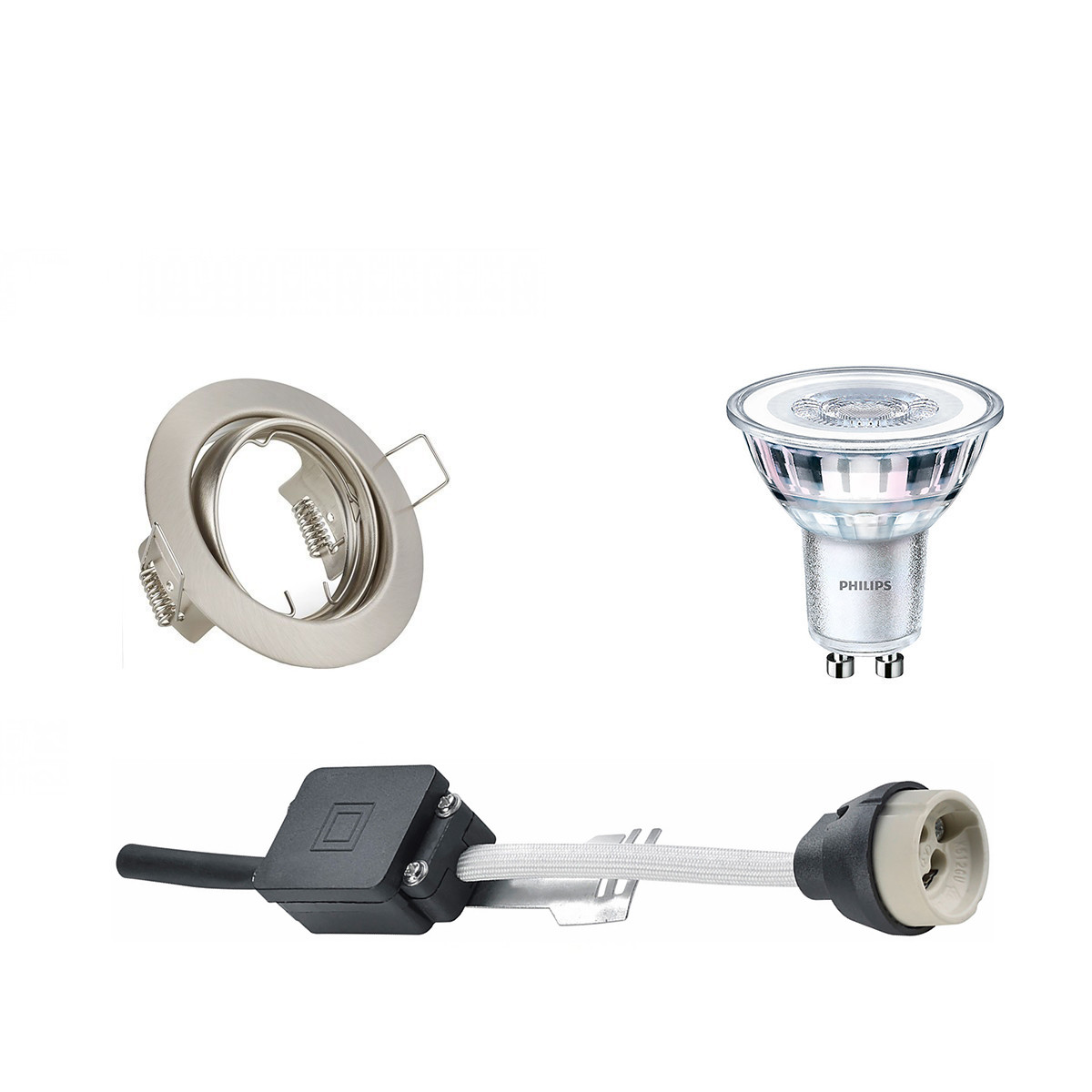 PHILIPS - LED Spot Set - CorePro 840 36D - GU10 Sockel - Einbau Rund - Matt Nickel - 4.6W - Universalweiß 4000K - Kippbar Ø83mm