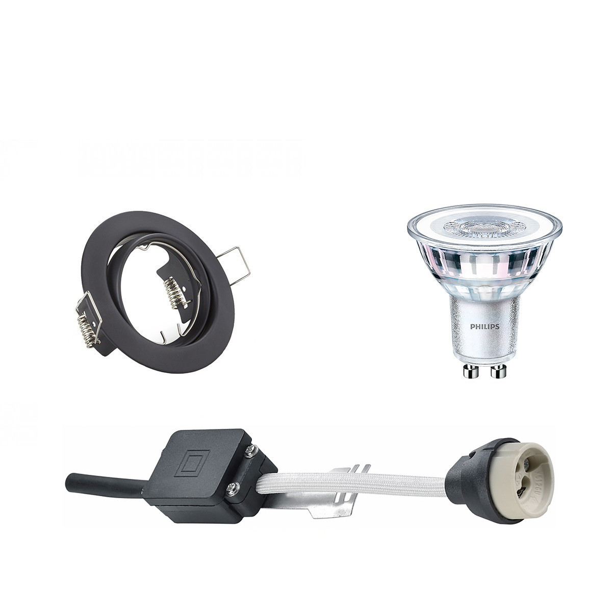 PHILIPS - LED Spot Set - CorePro 830 36D - GU10 Sockel - Einbau Rund - Mattschwarz - 4.6W - Warmweiß 3000K - Kippbar Ø83mm