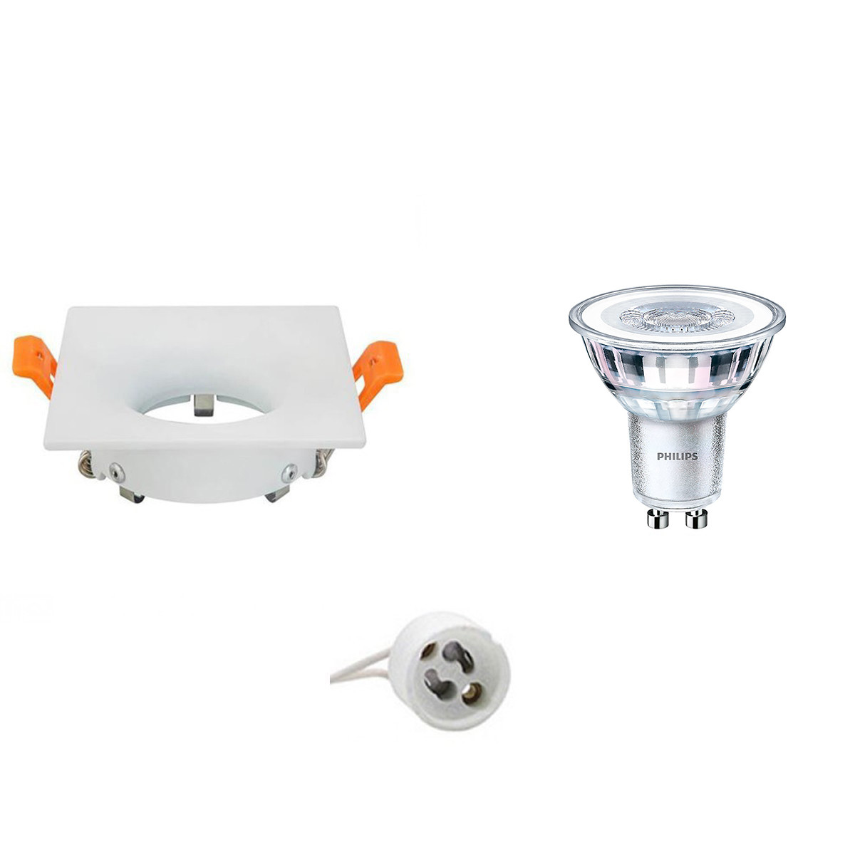 PHILIPS - LED Spot Set - CorePro 840 36D - GU10 Sockel - Dimmbar - Einbau Quadratisch - Mattweiß - 5W - Universalweiß 4000K - 85mm