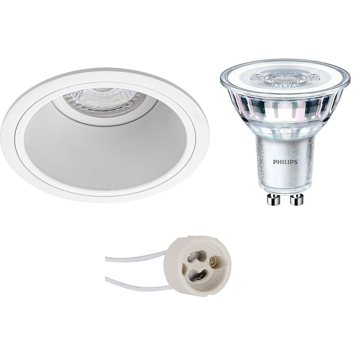 PHILIPS - LED Spot Set - CorePro 840 36D - Pragmi Minko Pro - GU10 Sockel - Einbau Rund - Mattweiß - 4.6W - Universalweiß 4000K - Deep - Ø90mm