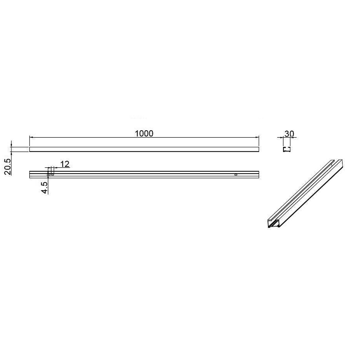 Stromschiene - Trion Dual - 2 Phasen - Aufputz - Aluminium - Titan - 1 Meter