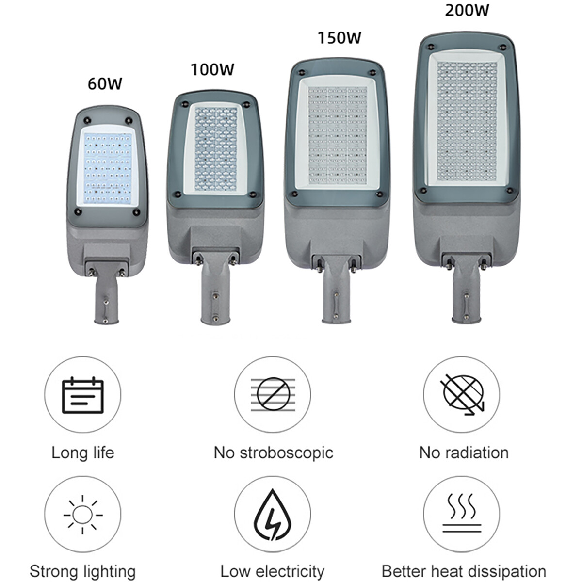 Straßenlaterne mit Photocell-Sensor - Rinzu Strion - 200 Watt - 34000 Lumen - 4000K - Wasserdicht IP66 - 70x140D Ø60mm Spigot - OSRAM-Treiber - Lumileds